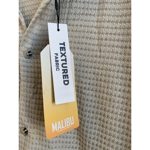 Malibu Men’s Shirt Button Down Textured Fabric Short Sleeve Beige Size 3XL NWT - Picture 11 of 12
